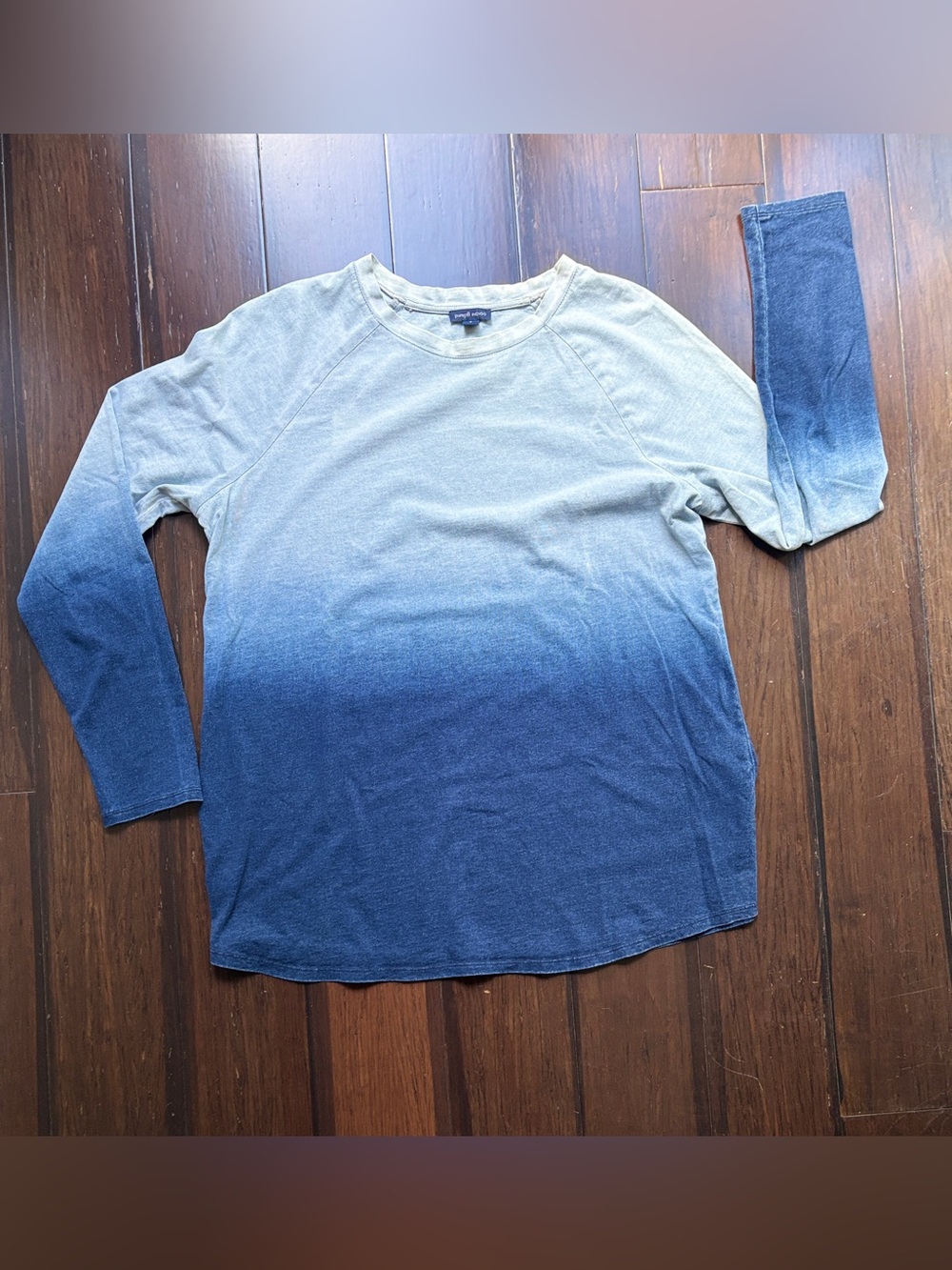 Pure Jill Indigo Ombre Long-Sleeve Shirt Women's Medium Blue Gradient oversized